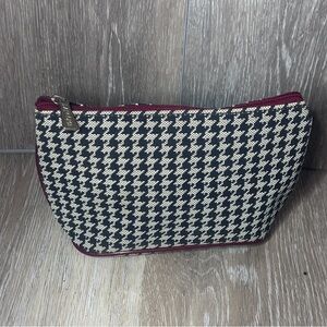 Vintage Lancome Black and Cream Houndstooth Cosmetic Bag